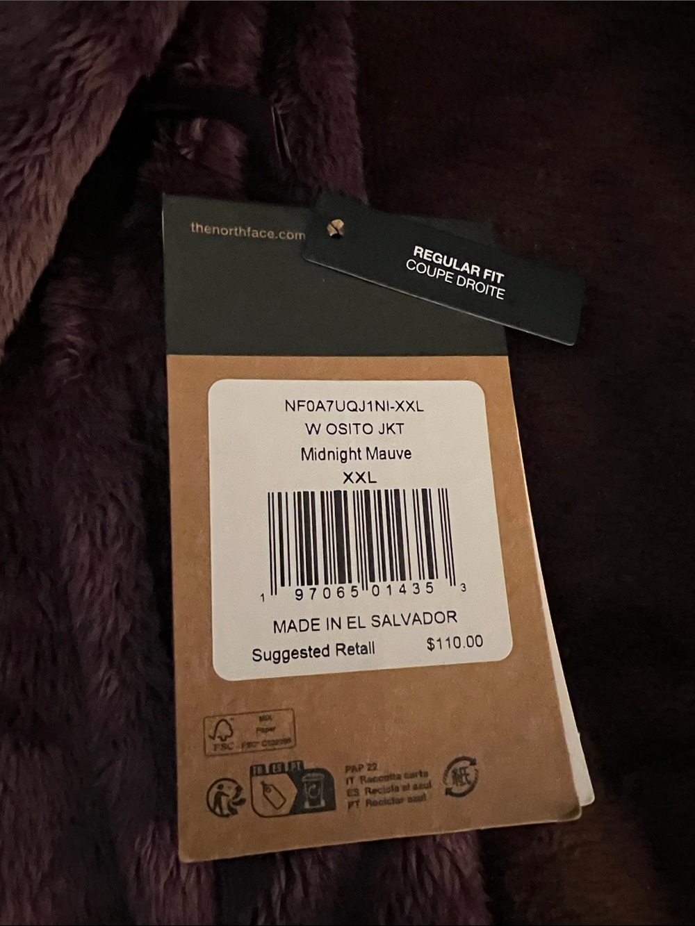 🆕 NWT The North Face Plush Full-Zip Teddy Jacket - Midnight Mauve Size XXL - Picture 2 of 12